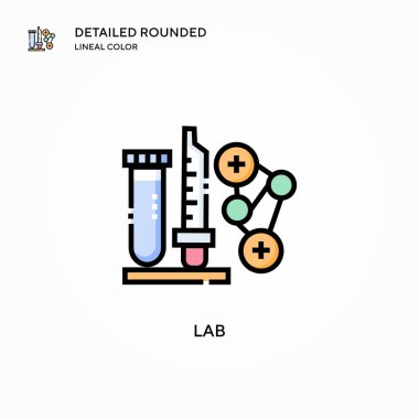 Laboratuvar vektör simgesi. Modern vektör illüstrasyon kavramları. Düzenlemesi ve kişiselleştirmesi kolay.