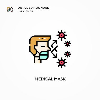 Tıbbi maske vektör simgesi. Modern vektör illüstrasyon kavramları. Düzenlemesi ve kişiselleştirmesi kolay.