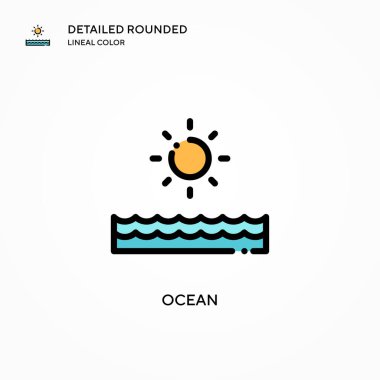 Okyanus vektör simgesi. Modern vektör illüstrasyon kavramları. Düzenlemesi ve kişiselleştirmesi kolay.