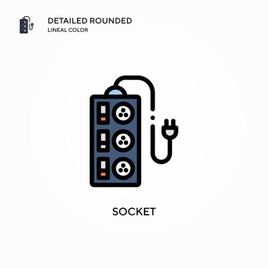 Soket vektör simgesi. Modern vektör illüstrasyon kavramları. Düzenlemesi ve kişiselleştirmesi kolay.