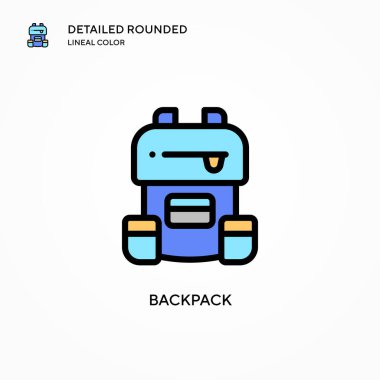 Sırt çantası vektör simgesi. Modern vektör illüstrasyon kavramları. Düzenlemesi ve kişiselleştirmesi kolay.
