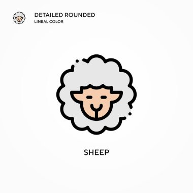 Koyun vektör simgesi. Modern vektör illüstrasyon kavramları. Düzenlemesi ve kişiselleştirmesi kolay.