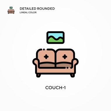 Koltuk-1 vektör simgesi. Modern vektör illüstrasyon kavramları. Düzenlemesi ve kişiselleştirmesi kolay.