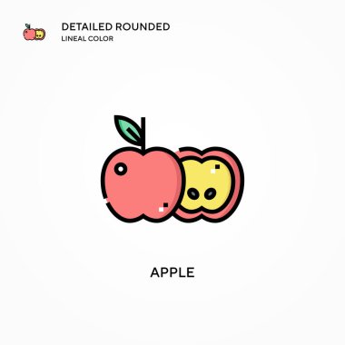 Elma vektör simgesi. Modern vektör illüstrasyon kavramları. Düzenlemesi ve kişiselleştirmesi kolay.