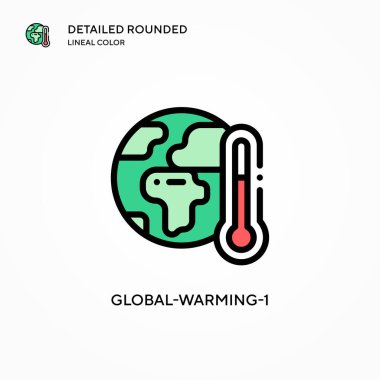 Küresel ısınma-1 vektör simgesi. Modern vektör illüstrasyon kavramları. Düzenlemesi ve kişiselleştirmesi kolay.