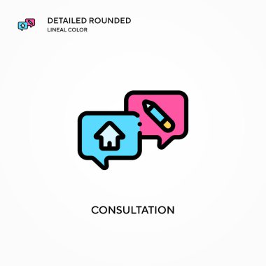 Danışmanlık vektör simgesi. Modern vektör illüstrasyon kavramları. Düzenlemesi ve kişiselleştirmesi kolay.