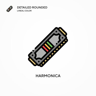 Mızıka vektör simgesi. Modern vektör illüstrasyon kavramları. Düzenlemesi ve kişiselleştirmesi kolay.