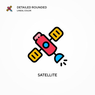 Uydu vektör simgesi. Modern vektör illüstrasyon kavramları. Düzenlemesi ve kişiselleştirmesi kolay.