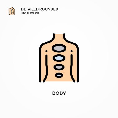 Vücut vektör simgesi. Modern vektör illüstrasyon kavramları. Düzenlemesi ve kişiselleştirmesi kolay.