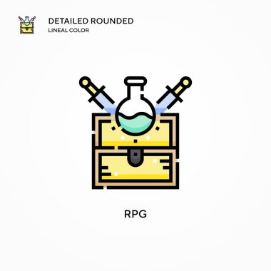 Rpg vektör simgesi. Modern vektör illüstrasyon kavramları. Düzenlemesi ve kişiselleştirmesi kolay.