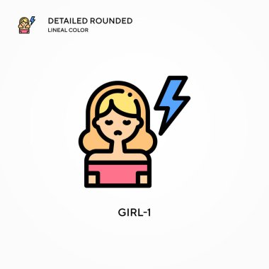 Kız-1 vektör simgesi. Modern vektör illüstrasyon kavramları. Düzenlemesi ve kişiselleştirmesi kolay.