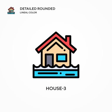 Ev-3 vektör simgesi. Modern vektör illüstrasyon kavramları. Düzenlemesi ve kişiselleştirmesi kolay.