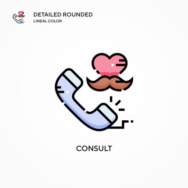 Vektör ikonuna danış. Modern vektör illüstrasyon kavramları. Düzenlemesi ve kişiselleştirmesi kolay.