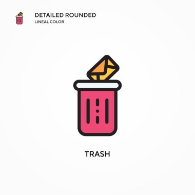 Çöp vektörü simgesi. Modern vektör illüstrasyon kavramları. Düzenlemesi ve kişiselleştirmesi kolay.