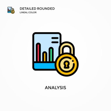 Analiz vektör simgesi. Modern vektör illüstrasyon kavramları. Düzenlemesi ve kişiselleştirmesi kolay.