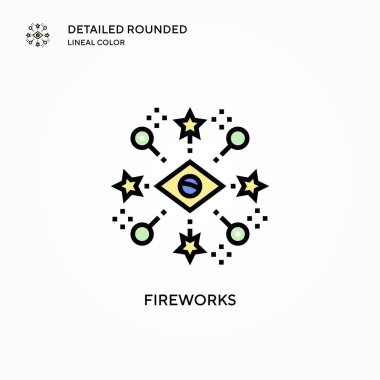 Havai fişek vektör simgesi. Modern vektör illüstrasyon kavramları. Düzenlemesi ve kişiselleştirmesi kolay.