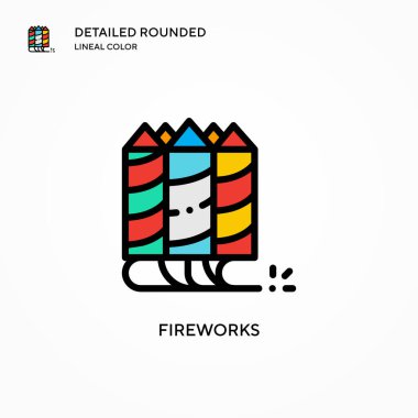 Havai fişek vektör simgesi. Modern vektör illüstrasyon kavramları. Düzenlemesi ve kişiselleştirmesi kolay.