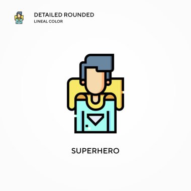 Süper kahraman vektör ikonu. Modern vektör illüstrasyon kavramları. Düzenlemesi ve kişiselleştirmesi kolay.