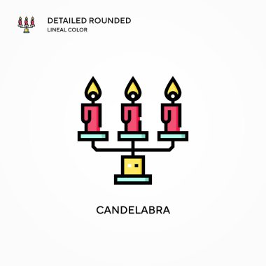 Şamdan vektör ikonu. Modern vektör illüstrasyon kavramları. Düzenlemesi ve kişiselleştirmesi kolay.