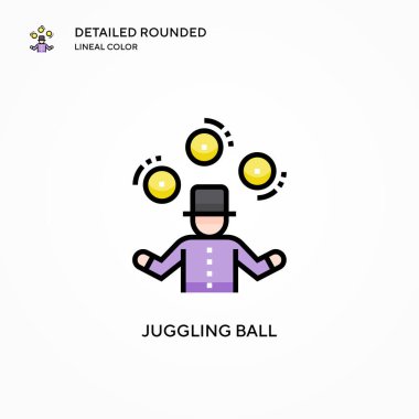 Top vektör simgesiyle hokkabazlık. Modern vektör illüstrasyon kavramları. Düzenlemesi ve kişiselleştirmesi kolay.