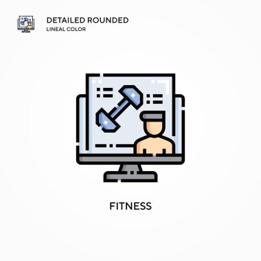 Fitness vektör simgesi. Modern vektör illüstrasyon kavramları. Düzenlemesi ve kişiselleştirmesi kolay.