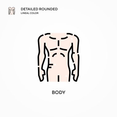 Vücut vektör simgesi. Modern vektör illüstrasyon kavramları. Düzenlemesi ve kişiselleştirmesi kolay.