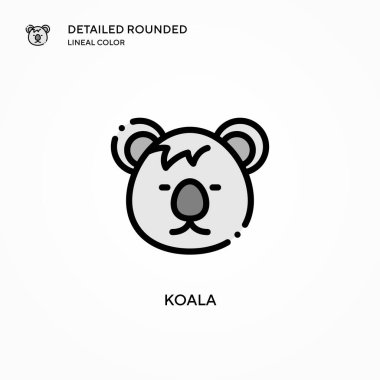 Koala vektör simgesi. Modern vektör illüstrasyon kavramları. Düzenlemesi ve kişiselleştirmesi kolay.