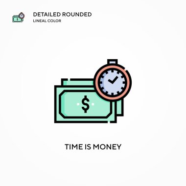 Zaman para vektör simgesidir. Modern vektör illüstrasyon kavramları. Düzenlemesi ve kişiselleştirmesi kolay.