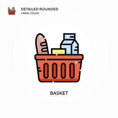 Basket vektör simgesi. Modern vektör illüstrasyon kavramları. Düzenlemesi ve kişiselleştirmesi kolay.