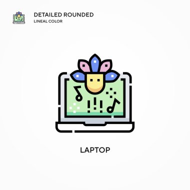 Laptop vektör simgesi. Modern vektör illüstrasyon kavramları. Düzenlemesi ve kişiselleştirmesi kolay.