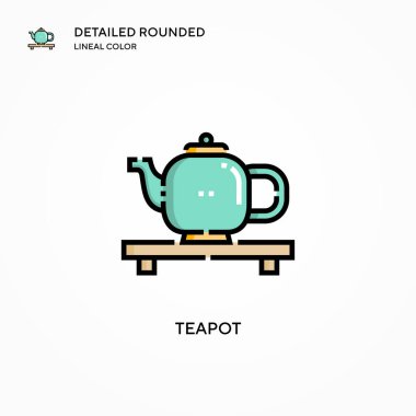 Çaydanlık vektör simgesi. Modern vektör illüstrasyon kavramları. Düzenlemesi ve kişiselleştirmesi kolay.
