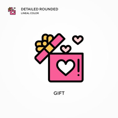 Hediye vektör simgesi. Modern vektör illüstrasyon kavramları. Düzenlemesi ve kişiselleştirmesi kolay.