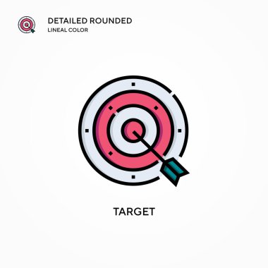 Hedef vektör simgesi. Modern vektör illüstrasyon kavramları. Düzenlemesi ve kişiselleştirmesi kolay.