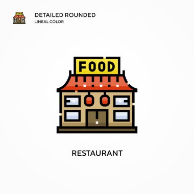 Restoran vektör simgesi. Modern vektör illüstrasyon kavramları. Düzenlemesi ve kişiselleştirmesi kolay.