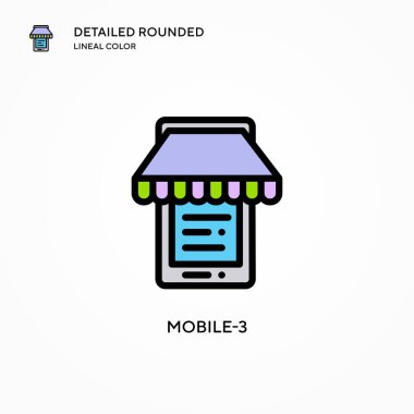 Mobil-3 vektör simgesi. Modern vektör illüstrasyon kavramları. Düzenlemesi ve kişiselleştirmesi kolay.
