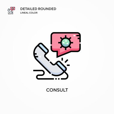 Vektör ikonuna danış. Modern vektör illüstrasyon kavramları. Düzenlemesi ve kişiselleştirmesi kolay.