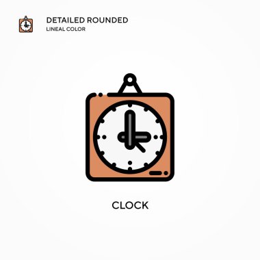 Saat vektör simgesi. Modern vektör illüstrasyon kavramları. Düzenlemesi ve kişiselleştirmesi kolay.