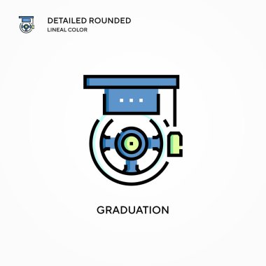 Mezuniyet vektör simgesi. Modern vektör illüstrasyon kavramları. Düzenlemesi ve kişiselleştirmesi kolay.