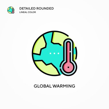 Küresel ısınma vektör simgesi. Modern vektör illüstrasyon kavramları. Düzenlemesi ve kişiselleştirmesi kolay.