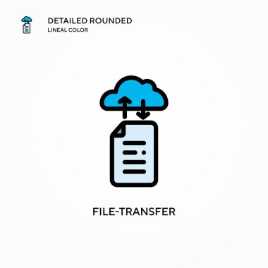 Dosya aktarım vektör simgesi. Modern vektör illüstrasyon kavramları. Düzenlemesi ve kişiselleştirmesi kolay.
