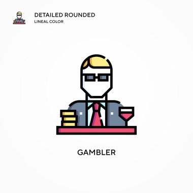 Kumarbaz vektör ikonu. Modern vektör illüstrasyon kavramları. Düzenlemesi ve kişiselleştirmesi kolay.