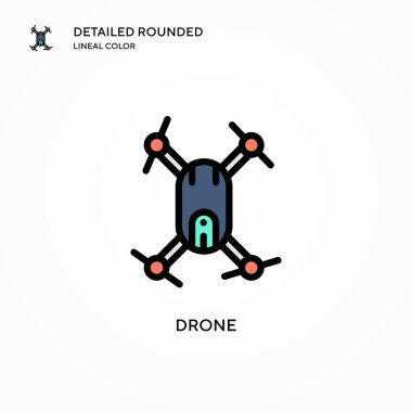 Drone vektör simgesi. Modern vektör illüstrasyon kavramları. Düzenlemesi ve kişiselleştirmesi kolay.