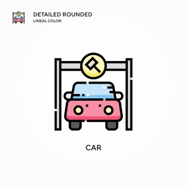 Araba vektör simgesi. Modern vektör illüstrasyon kavramları. Düzenlemesi ve kişiselleştirmesi kolay.