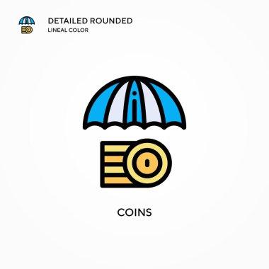 Madeni para vektör simgesi. Modern vektör illüstrasyon kavramları. Düzenlemesi ve kişiselleştirmesi kolay.