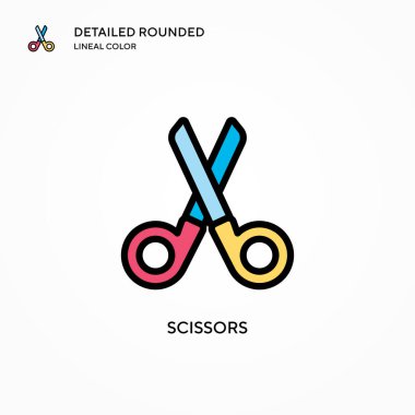 Makas vektör simgesi. Modern vektör illüstrasyon kavramları. Düzenlemesi ve kişiselleştirmesi kolay.