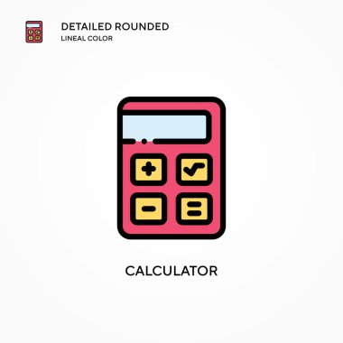 Hesap makinesi vektör simgesi. Modern vektör illüstrasyon kavramları. Düzenlemesi ve kişiselleştirmesi kolay.