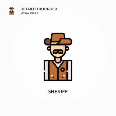 Şerif vektör ikonu. Modern vektör illüstrasyon kavramları. Düzenlemesi ve kişiselleştirmesi kolay.