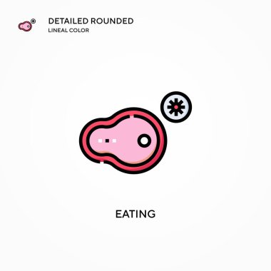 Vektör simgesi yiyorum. Modern vektör illüstrasyon kavramları. Düzenlemesi ve kişiselleştirmesi kolay.