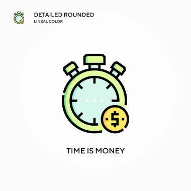 Zaman para vektör simgesidir. Modern vektör illüstrasyon kavramları. Düzenlemesi ve kişiselleştirmesi kolay.