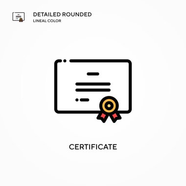 Sertifika vektör simgesi. Modern vektör illüstrasyon kavramları. Düzenlemesi ve kişiselleştirmesi kolay.